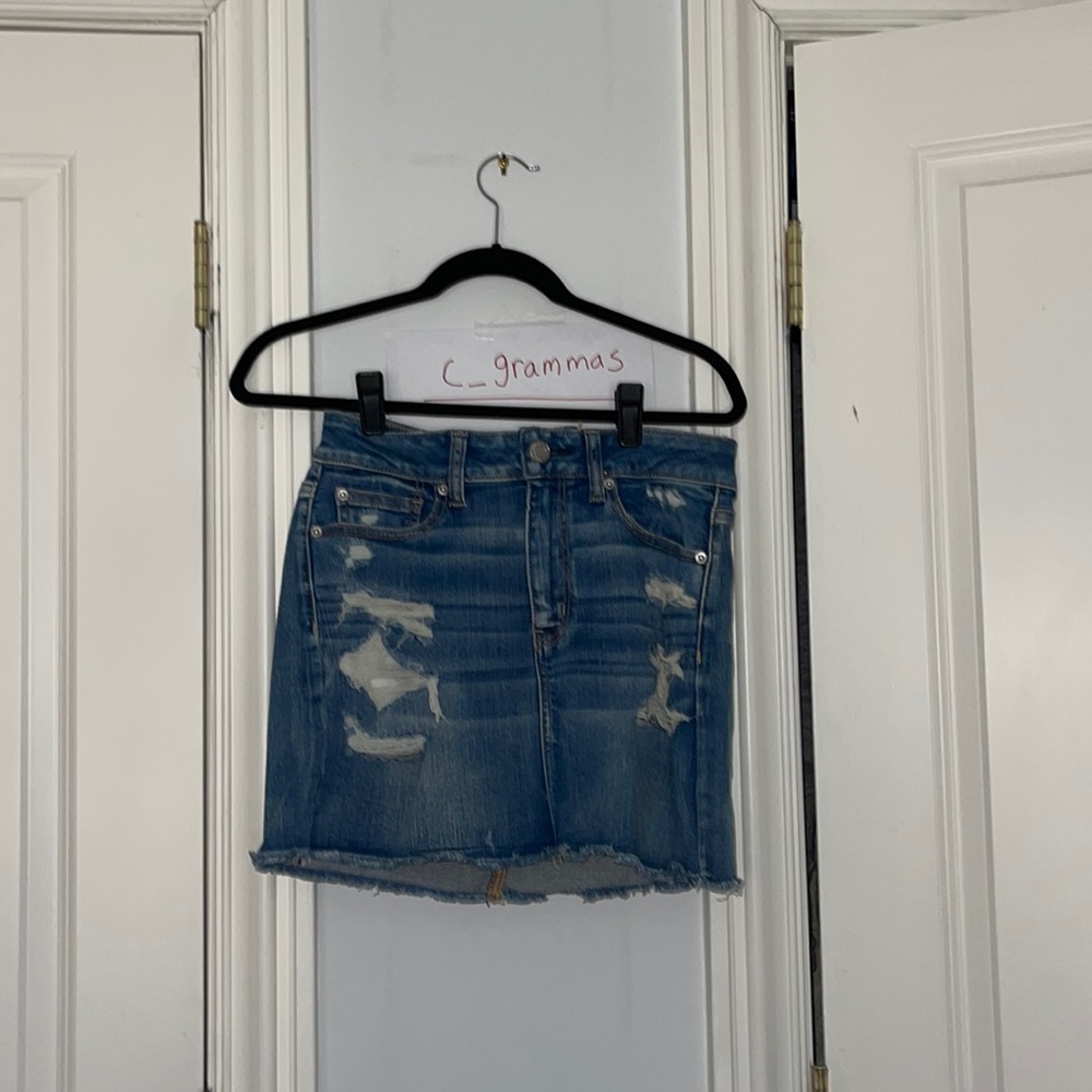 AE high waisted next level stretch jean skirt
